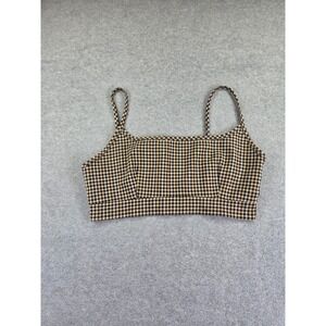 Necessary Objects Womens Plaid Spaghetti Strap Crop Top M Brown 90s Aesthetic